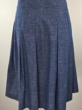 Boden Blue Marl Chambray Skirt Size 4 Pleated Knee Length Lined